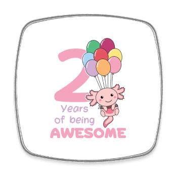 Axolotl for 2nd birthday children two years old - Square fridge magnet - white - Front