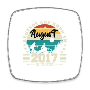 August 2017. Birthday gift August 2017. August - Square fridge magnet - white - Front