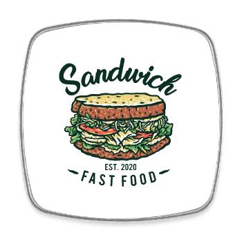Sandwich - Viereckiger Kühlschrankmagnet - Weiß - Vorne