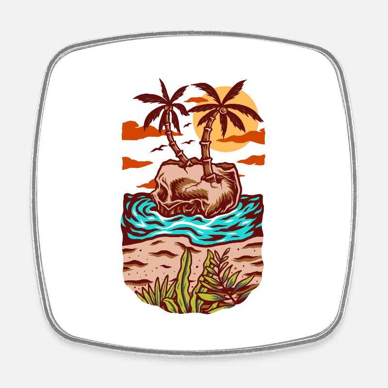 Plage d’été Skull - Magnet carré - blanc