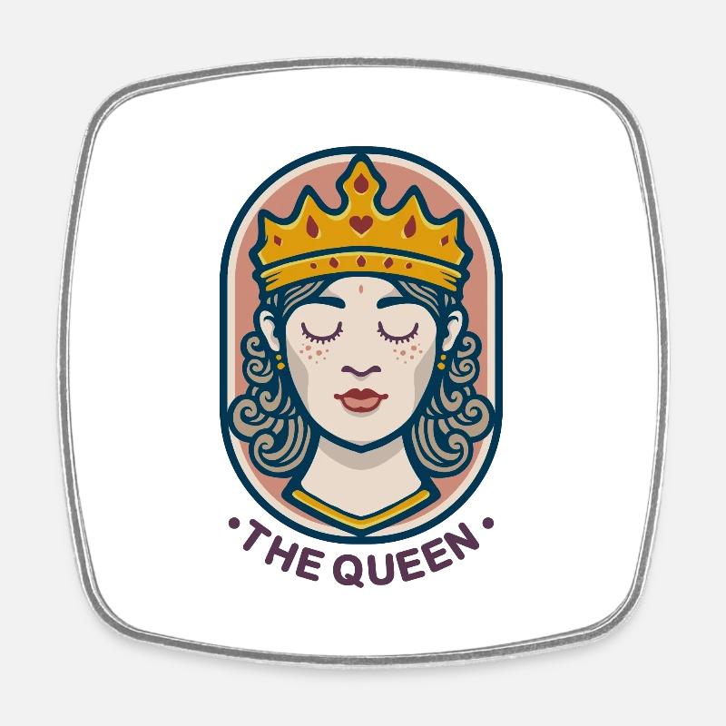 The queen badge - Square fridge magnet - white