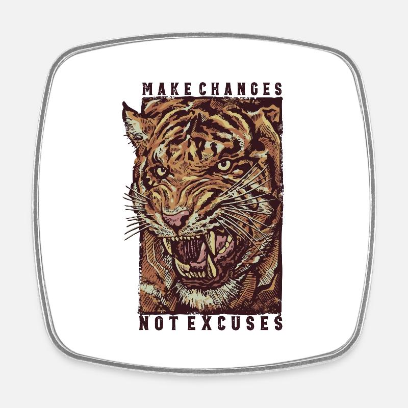 The roaring angry tiger face - Square fridge magnet - white