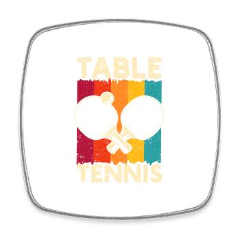 Retro Table Tennis Player Funny Ping Pong Sport - Square fridge magnet - white - Front