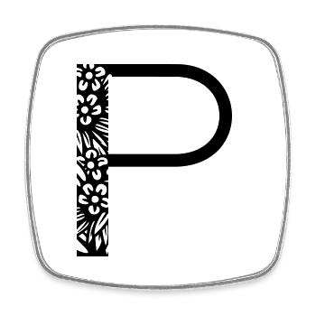 Buchstabe P - Viereckiger Kühlschrankmagnet - Weiß - Vorne