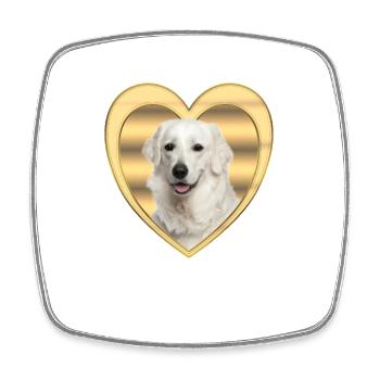Kuvasz - Dog Lover - Dog Heart - Square fridge magnet - white - Front