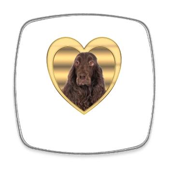 Épagneul des champs - Amoureux des chiens - Cœur de chien - Magnet carré - blanc - Devant