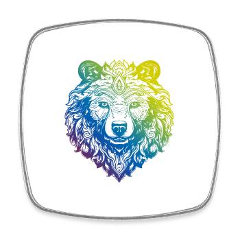 Bär Grizzly Mandala Boho - Viereckiger Kühlschrankmagnet - Weiß - Vorne