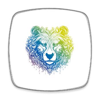 Bär Grizzly Mandala Boho - Viereckiger Kühlschrankmagnet - Weiß - Vorne