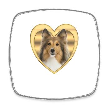 Sheltie - Dog Lover - Dog Heart - Square fridge magnet - white - Front