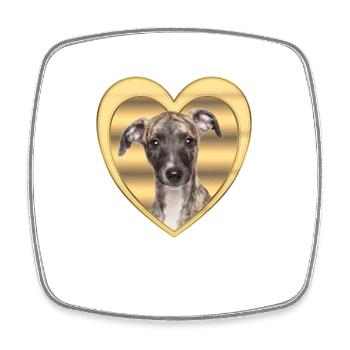Whippet - Hundeliebhaber - Hunde Herz - Viereckiger Kühlschrankmagnet - Weiß - Vorne