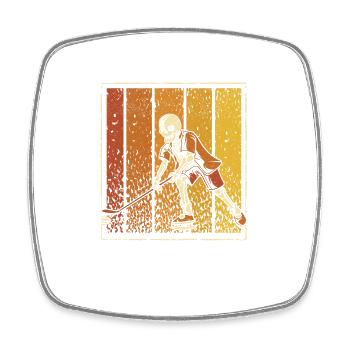 Pumpkin Skeleton Ice Hockey Halloween Winter Sports - Square fridge magnet - white - Front