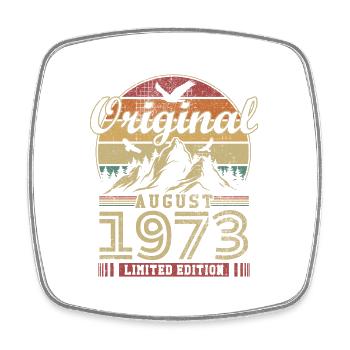 Original August 1973 vintage anniversary 1973 - Square fridge magnet - white - Front