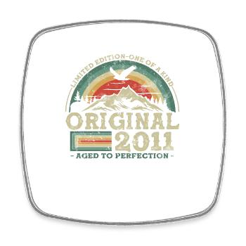 Cadeau Anniversaire 2011 - Magnet carré - blanc - Devant