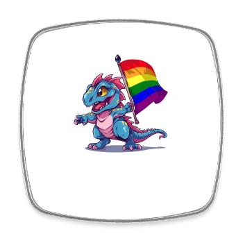Stolz Dinosaurier LGBT Schwul Lesbisch Transgender Cool - Viereckiger Kühlschrankmagnet - Weiß - Vorne