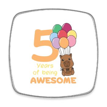 Capybara for 5th birthday children five years old - Square fridge magnet - white - Front