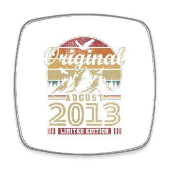 Original August 2013 vintage anniversary 2013 - Square fridge magnet - white - Front