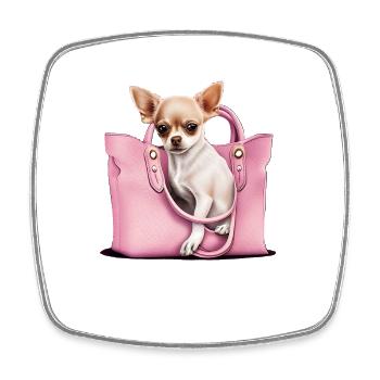 Pink Chihuahua | Rosa Handtasche Welpe Girlie - Viereckiger Kühlschrankmagnet - Weiß - Vorne