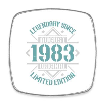 Vintage August 1983 retro birthday gift - Square fridge magnet - white - Front