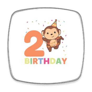 Monkey for 2nd birthday children two years old - Square fridge magnet - white - Front