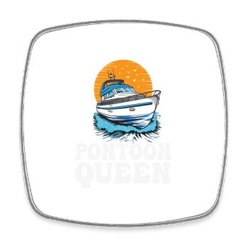 Pontoon Queen Motorboating Princess Pontooning - Square fridge magnet - white - Front