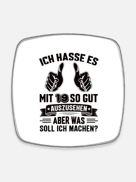 19 Geburtstag 19 Jahre 19 Lebensjahr 19 Lebenalter - Viereckiger Kühlschrankmagnet - Weiß