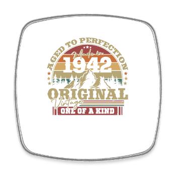 Geburtstagsgeschenk 1942 Vintage 81/82 Jahre - Viereckiger Kühlschrankmagnet - Weiß - Vorne