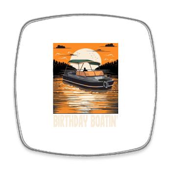 Ponton Queen King Anniversaire Boatin Bateau à moteur - Magnet carré - blanc - Devant