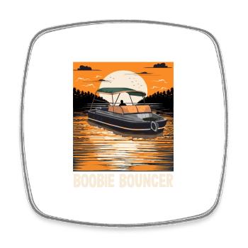 Boobie Bouncer Funny Motorboating Quote Pontoon - Viereckiger Kühlschrankmagnet - Weiß - Vorne