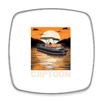 Captoon Captain Papa Pontoon King Father's Day - Viereckiger Kühlschrankmagnet - Weiß - Vorne