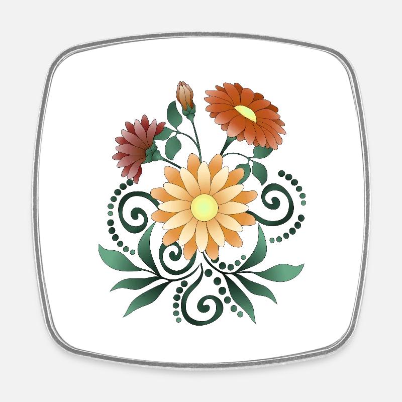 Blumen - Viereckiger Kühlschrankmagnet - Weiß