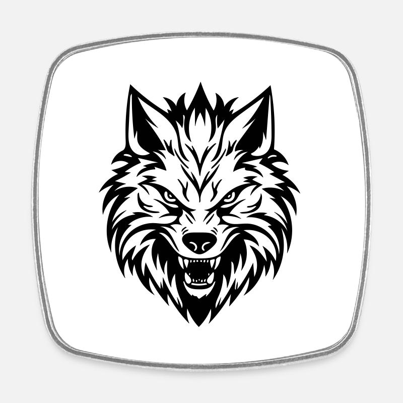 Wolf - Viereckiger Kühlschrankmagnet - Weiß