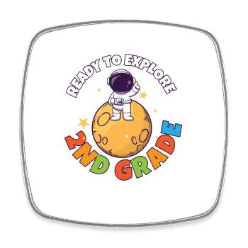 Back To School Day Ready to Explore 2nd Grade - Square fridge magnet - white - Front