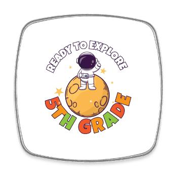 Back To School Day Ready to Explore 5th Grade - Square fridge magnet - white - Front