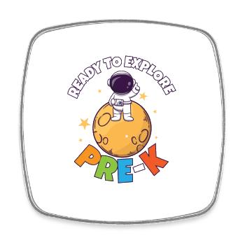 Back To School Day Ready to Explore Pre-K - Square fridge magnet - white - Front