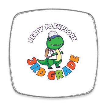 First Day Of School Day Ready to Explore 3rd - Square fridge magnet - white - Front