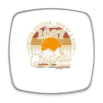 Vintage Birthday Gift 1987 36/37 years - Square fridge magnet - white - Front