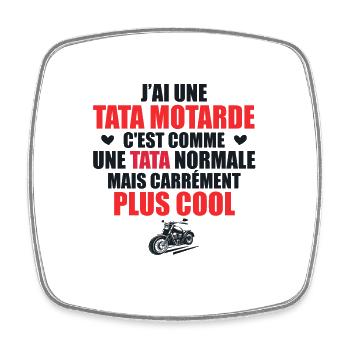 J'ai Une Tata Motarde Plus Cool Cadeau Tata - Magnet carré - blanc - Devant