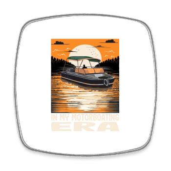 In My Motorboating Era Lake Life Pontoon King - Square fridge magnet - white - Front