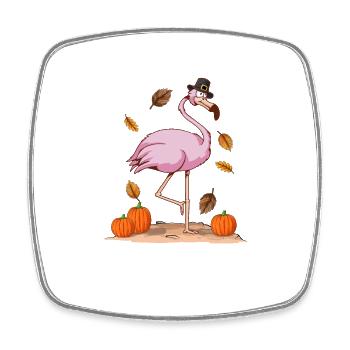 Pilger Rosa Flamingo Erntedank Herbst Tier - Viereckiger Kühlschrankmagnet - Weiß - Vorne