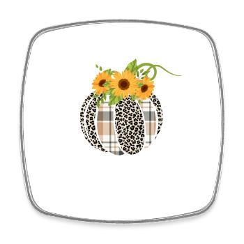 Leopard Plaid Kürbis Erntedank Halloween Herbst - Viereckiger Kühlschrankmagnet - Weiß - Vorne