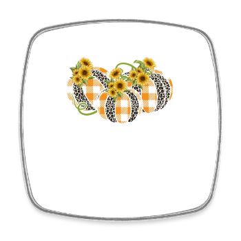 Leopard Plaid Pumpkin Thanksgiving Halloween Autumn - Square fridge magnet - white - Front