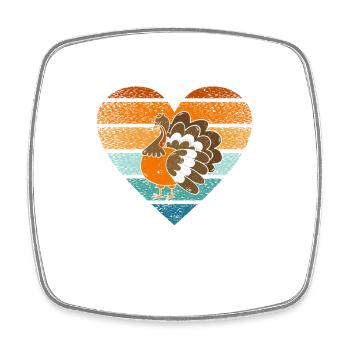 Turkey Day Heart Sunset Retro Vintage - Square fridge magnet - white - Front