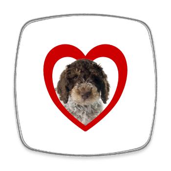 Hundeliebhaber - Hunde Herz - Lagotto Romagnolo - Viereckiger Kühlschrankmagnet - Weiß - Vorne