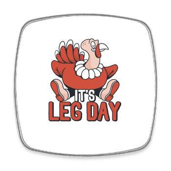 C’est le jour des jambes Fun Workout Turkey - Magnet carré - blanc - Devant