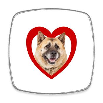 Amoureux des chiens - Cœur de chien - Akita - Magnet carré - blanc - Devant