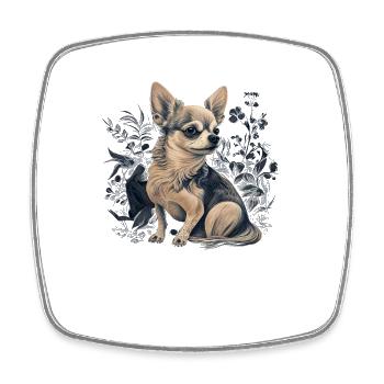 Chihuahua | Welpe Mama Lustiger Hund Niedlich - Viereckiger Kühlschrankmagnet - Weiß - Vorne