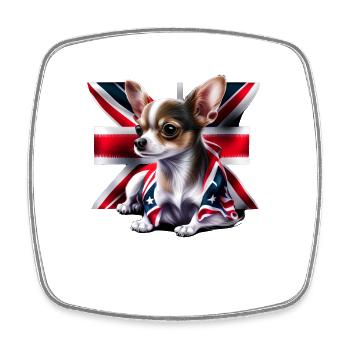Chihuahua - Großbritannien England Flagge Farben - Viereckiger Kühlschrankmagnet - Weiß - Vorne