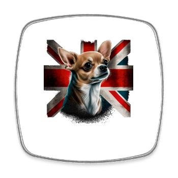Chihuahua - Großbritannien England Flagge Farben - Viereckiger Kühlschrankmagnet - Weiß - Vorne