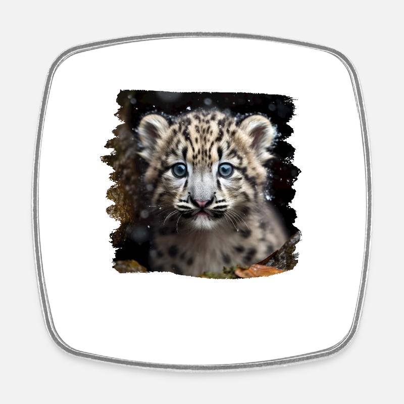 Snow Leopard Snow Leopard - Square fridge magnet - white