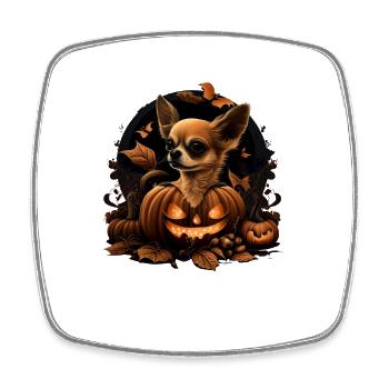 Chihuahua Costume d'Halloween - Citrouille - Magnet carré - blanc - Devant